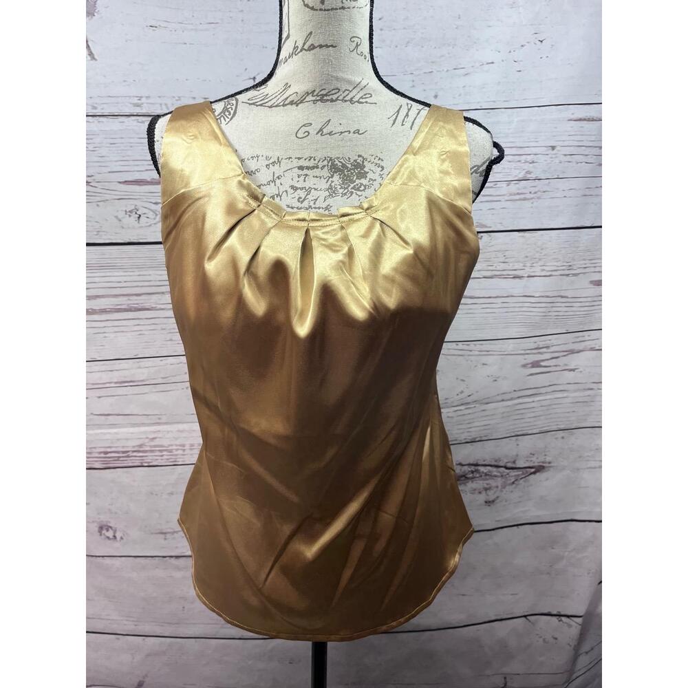 Essentials By‎ Milano Gold Sleeveless Blouse Stylish Lightweight Small